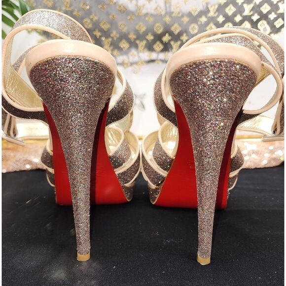 Authentic Christian Louboutin Multicolor Glitter Straratata Platform Sandals - Picture 9 of 16